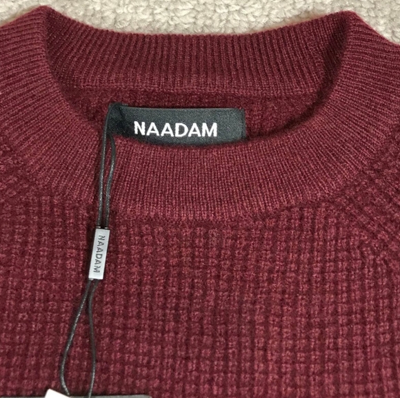 Naadam Cashmere Waffle Knit Sweater Merlot - Picture 3 of 6